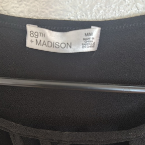 89th and Madison size medium black blouse with rhinestone bling around arms. - Picture 3 of 10